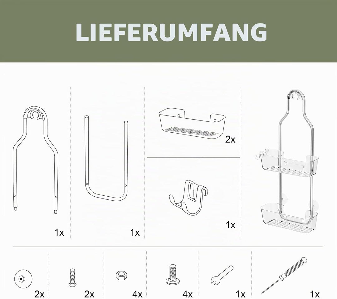 Ettori Hängende Dusche Caddy, 2-Schicht rostfreier Dusche Organizer, Aluminium Badezimmer Organizer