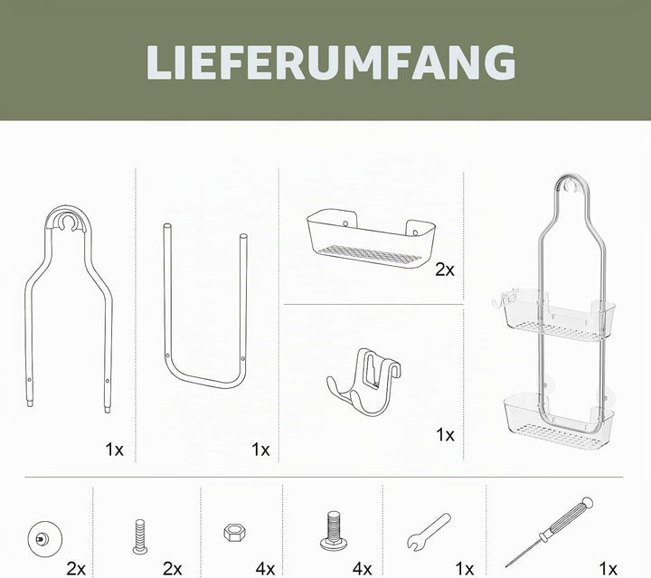 Ettori Hängende Dusche Caddy, 2-Schicht rostfreier Dusche Organizer, Aluminium Badezimmer Organizer