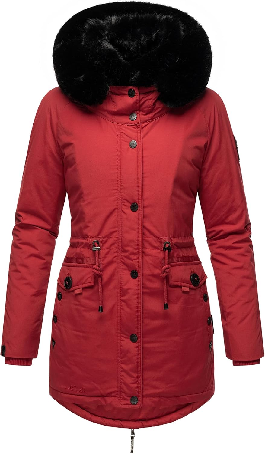 Navahoo Damen Warmer Winterparka mit doppelter Kunstpelz-Kapuze Sweety Deluxe XS-XXL XS Blood Red, X