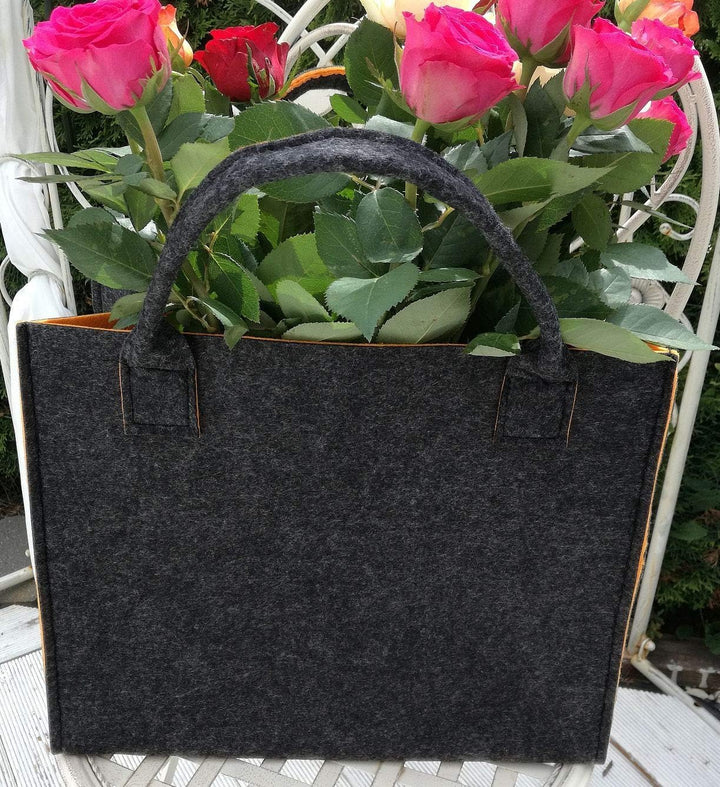 LaFiore24 Hochwertige Filztasche Einkaufstasche Festival Grau-orange, Grau-orange