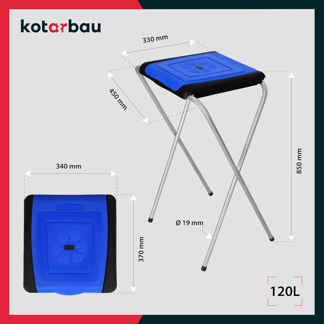 KOTARBAU® Müllsackständer 1 Fach Müllbehälter 33 x 45 x 85 cm Blau Sack Ständer Metall Plastikmüllst