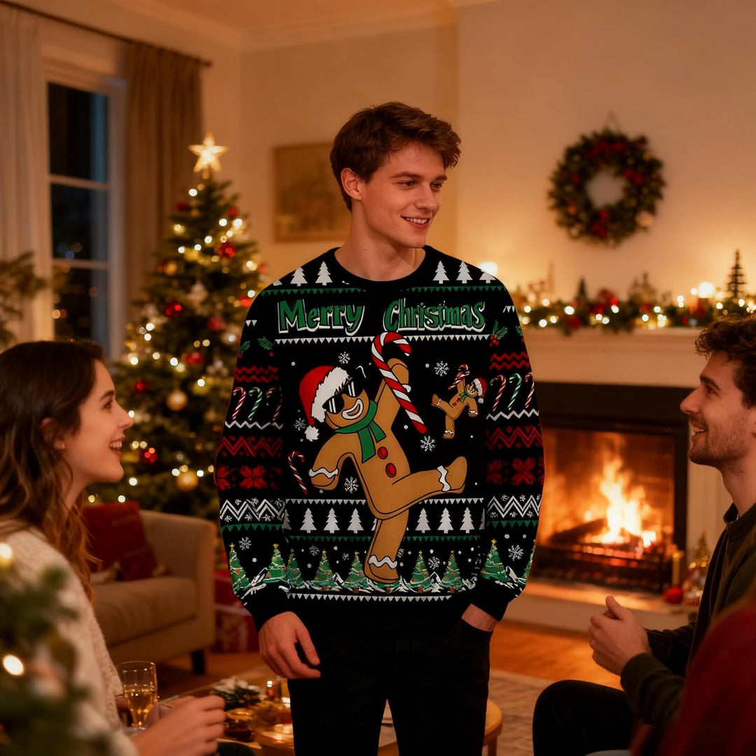 ALISISTER Hässliche Weihnachtpullover 3D Gedruckt Weihnachten Jumper Sweatshirt Langarm Ugly Christm