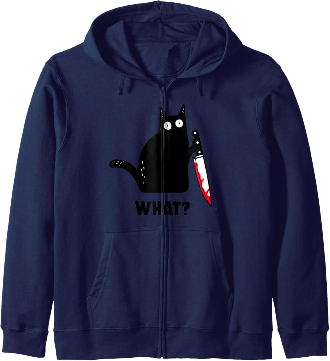 Cat What? Lustige schwarze Katze, mörderische Katze mit Messer Kapuzenjacke