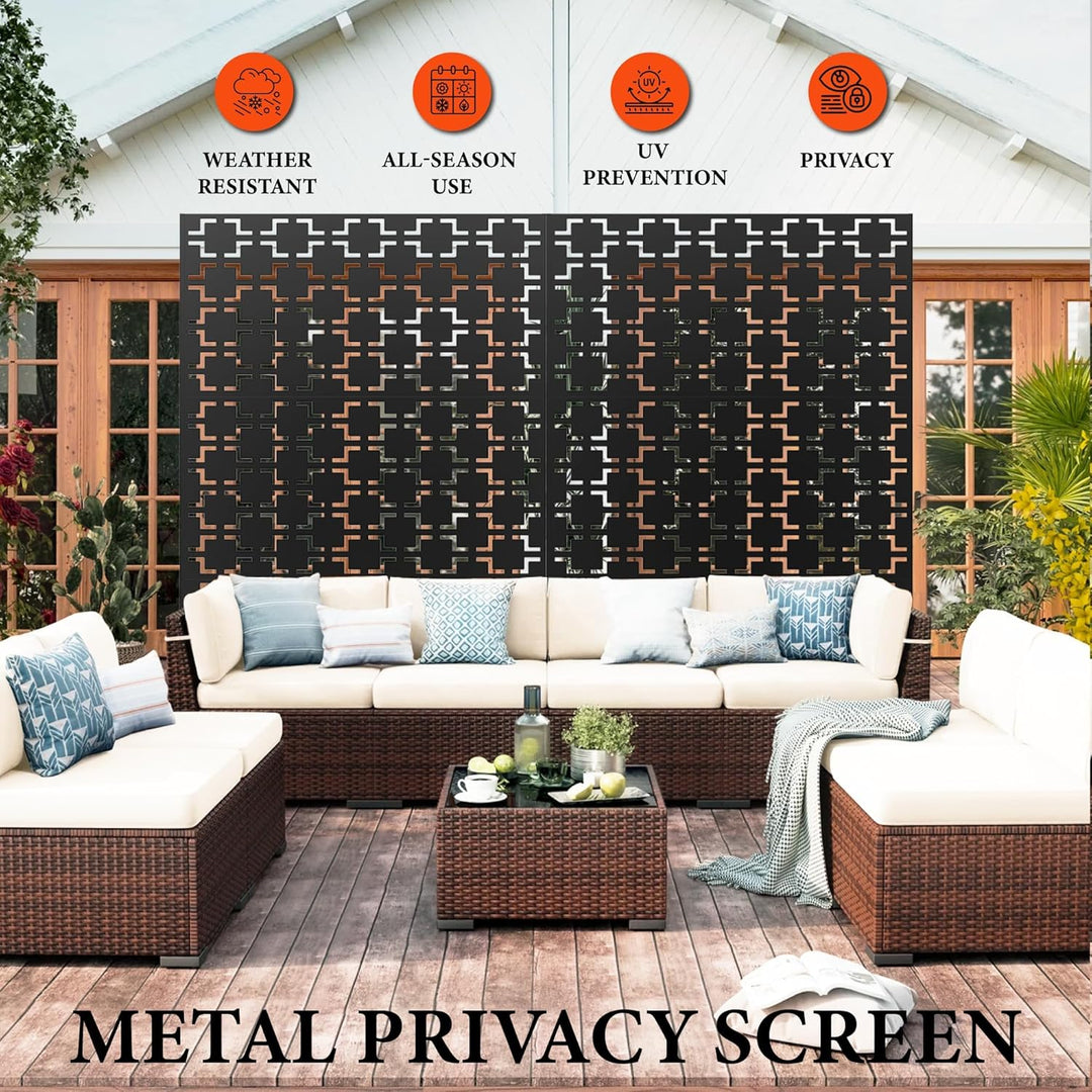 Paravent Outdoor, 120x180cm Freistehender Sichtschutz aus Stahl, Windschutz für Terrasse und Garten,