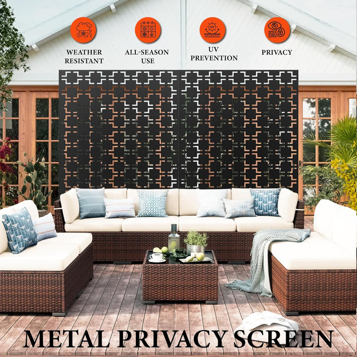 Paravent Outdoor, 120x180cm Freistehender Sichtschutz aus Stahl, Windschutz für Terrasse und Garten,