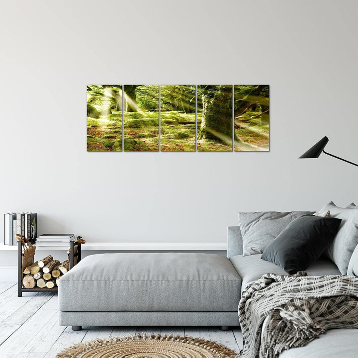 Runa Art Bild Wald Landschaft Wandbilder auf Vlies Leinwand 5 Teilig Wanddekoration Schlafzimmer Woh