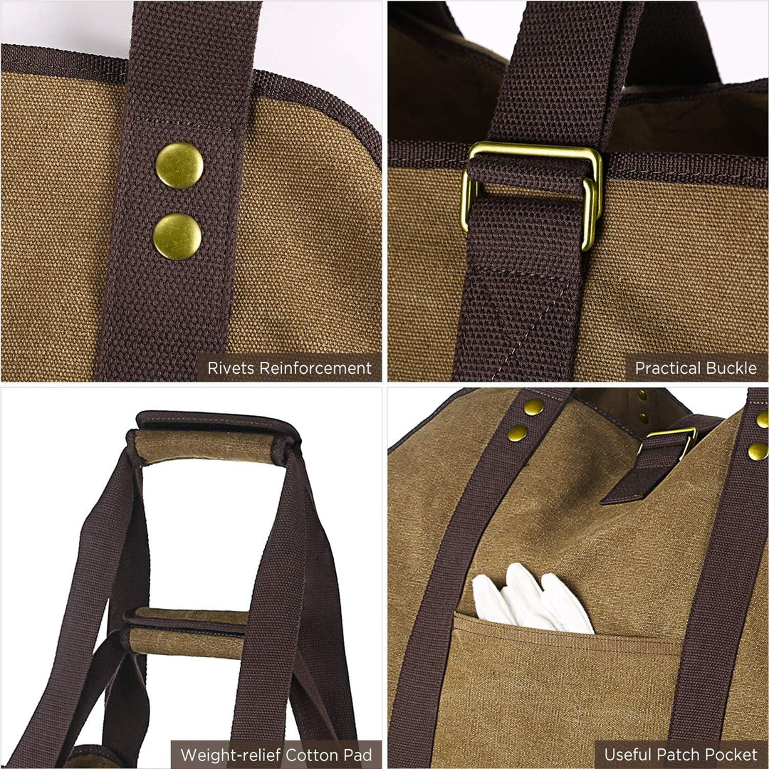 BONTHEE Extra Grosser Kaminholzträger Holzkorb Brennholztasche Tragetasche aus Segeltuch mit 2 Griff