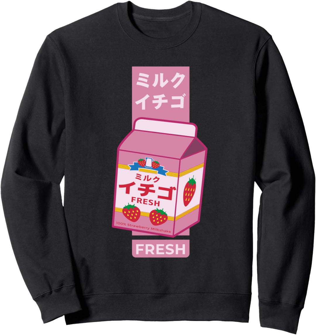 Kawaii Erdbeermilchshake-Karton im japanischen Otaku-Stil Sweatshirt