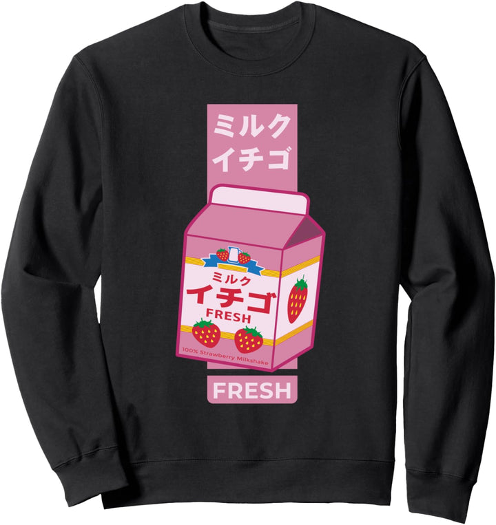 Kawaii Erdbeermilchshake-Karton im japanischen Otaku-Stil Sweatshirt