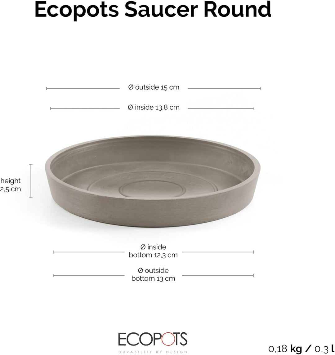 ECOPOTS Untersetzer für Blumentopf Amsterdam Braun Grau - Durchmesser Ø Aussen 15 cm/Innen 12 cm run