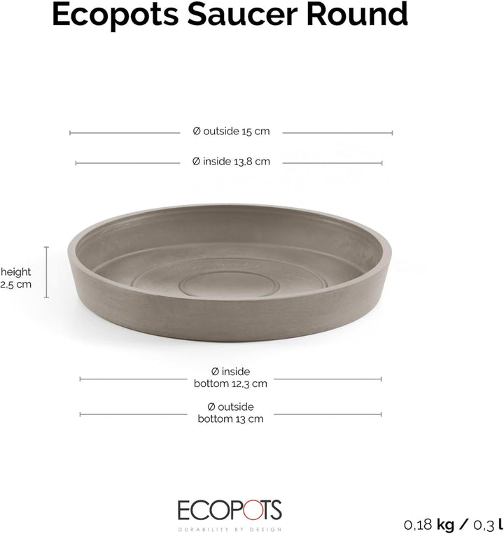 ECOPOTS Untersetzer für Blumentopf Amsterdam Braun Grau - Durchmesser Ø Aussen 15 cm/Innen 12 cm run
