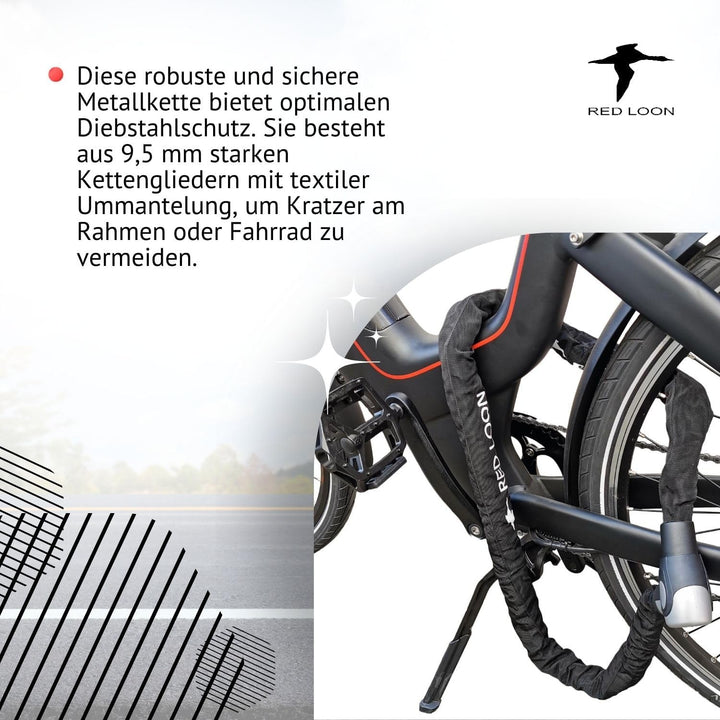 Fahrradschloss | ebike Kettenschloss | 150cm | Radschloss | Motorradschloss | Schloss für Fahrrad, e