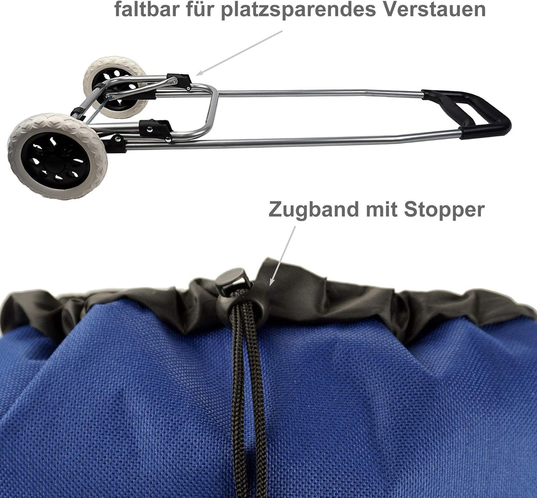 Cepewa Stabiler grosser Einkaufstrolley 45 L Leichter multifunktionaler Einkaufskorb mit robusten Ro