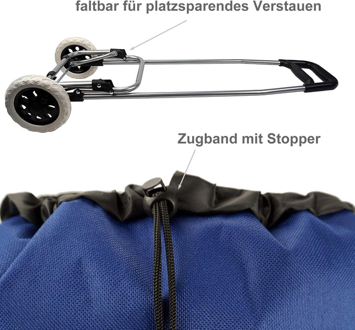 Cepewa Stabiler grosser Einkaufstrolley 45 L Leichter multifunktionaler Einkaufskorb mit robusten Ro