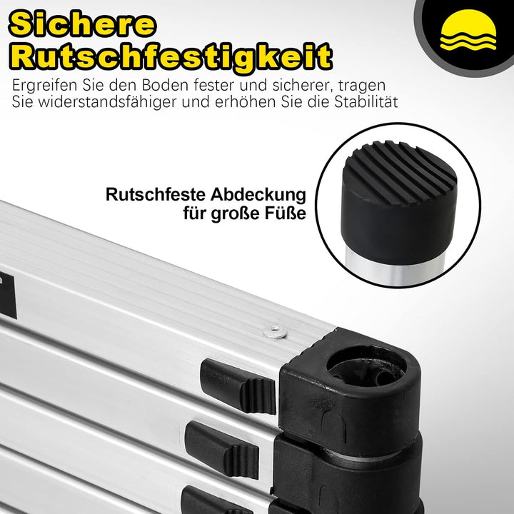 Ansobea Teleskopleiter Ausziehbare Leiter Aluminium, Rutschfester Klappleiter, Stehleiter Mehrzweckl