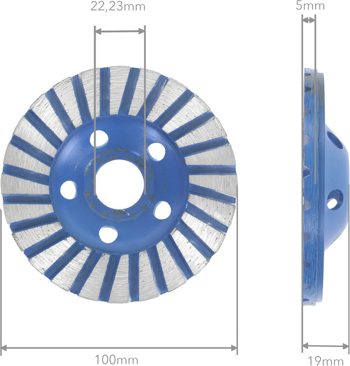 PRODIAMANT Fächerschleifer Diamantschleiftopf 100 mm x 22,2 mm - Profiqualität für Beton, Naturstein