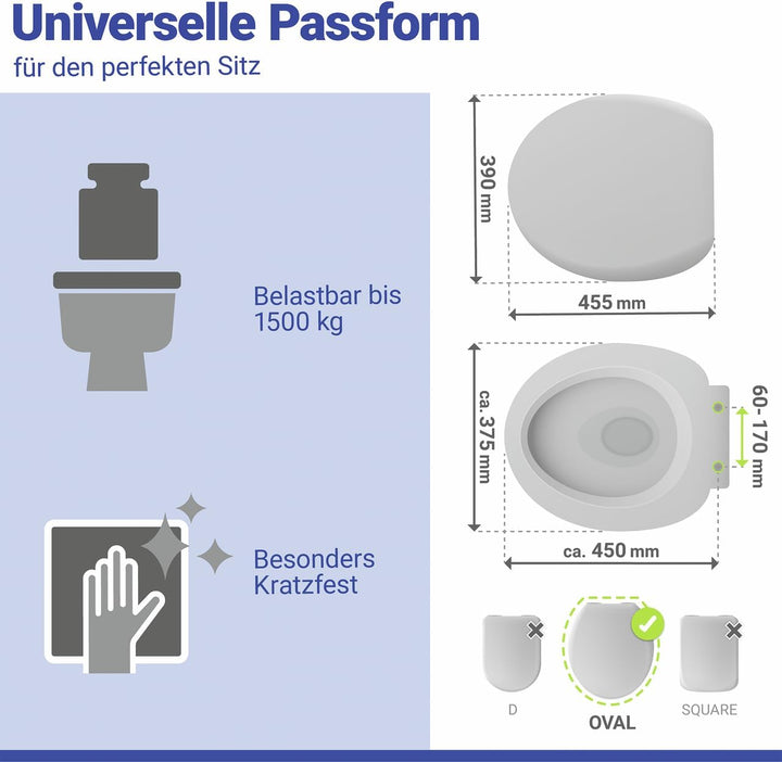 WENKO WC-Sitz Mod. Crevada DuroUnbreakable, belastbar bis 1500 kg, bruchfest und strapazierfähig, mi