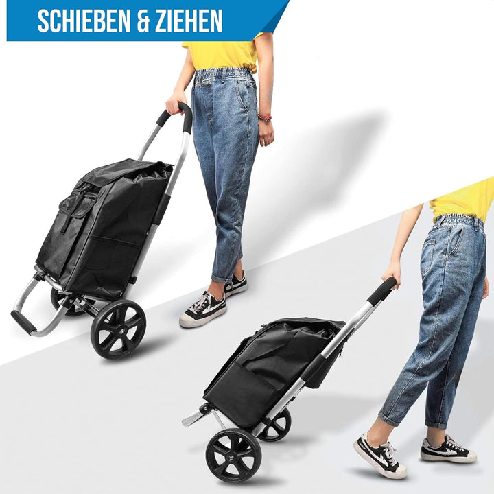 Strex Einkaufstrolley mit Rädern, Faltbar einkaufswagen mit 45 L Kapazität - Abnehmbare Einkaufstasc