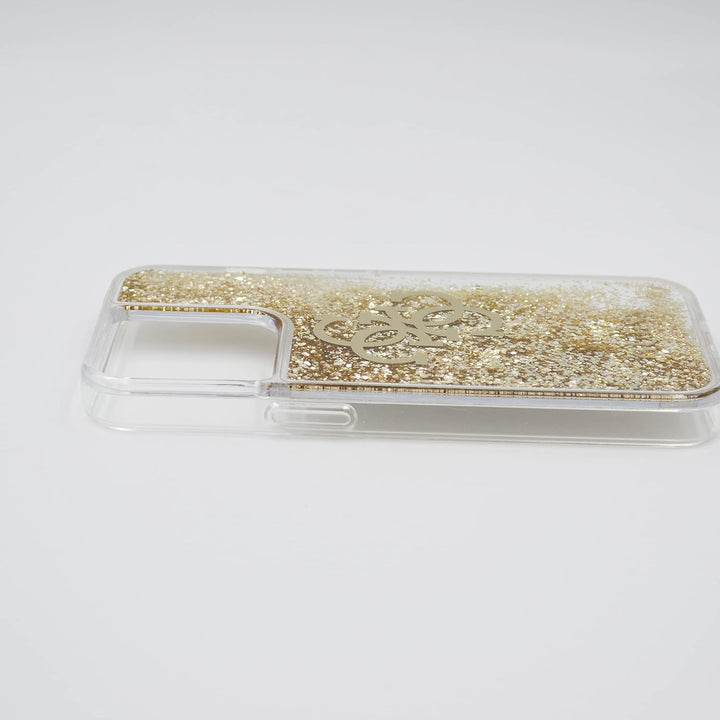 Guess GUHCP13LLG4GGO Hülle für iPhone 13 Pro / 13 6,1" golden 4G Big Liquid Glitter