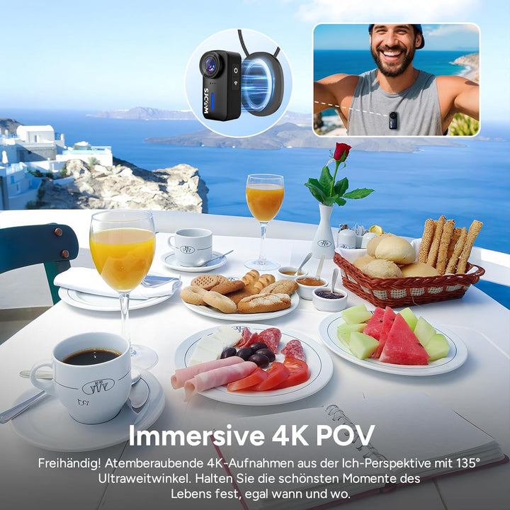 SJCAM C110 Bodycam 4K mit 64GB,200 min Aufnahmezeit Action Cam,EIS-Stabilisierung,8-Facher Zoom,Wass