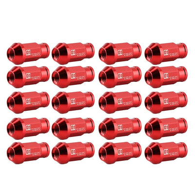 KIMISS Aluminium Autoreifenschraube, 20Pcs Radmuttern sichern Racing Radmutter M12X1.5 (Rot)