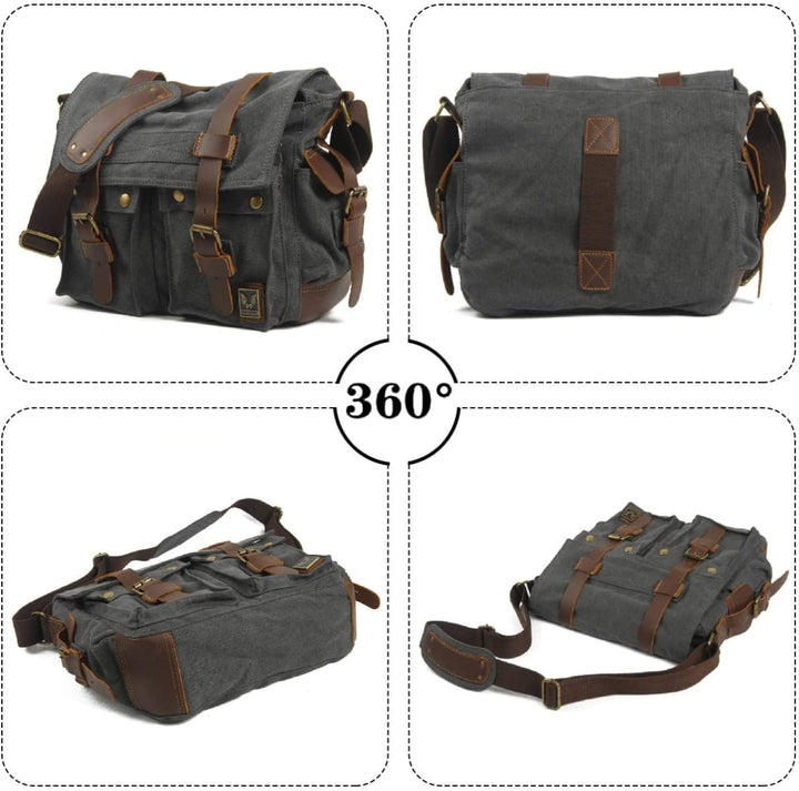 Eysee® Herren Canvas Schultertasche Umhängertasche 33cm (L) X 27cm(H) X 11cm(W) (Grau), Grau