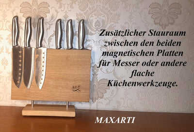 Maxarti Eichenholz Magnetisch Messerhalter Doppelseitige Messerblock Messerleiste 10x30x25cm mit sta