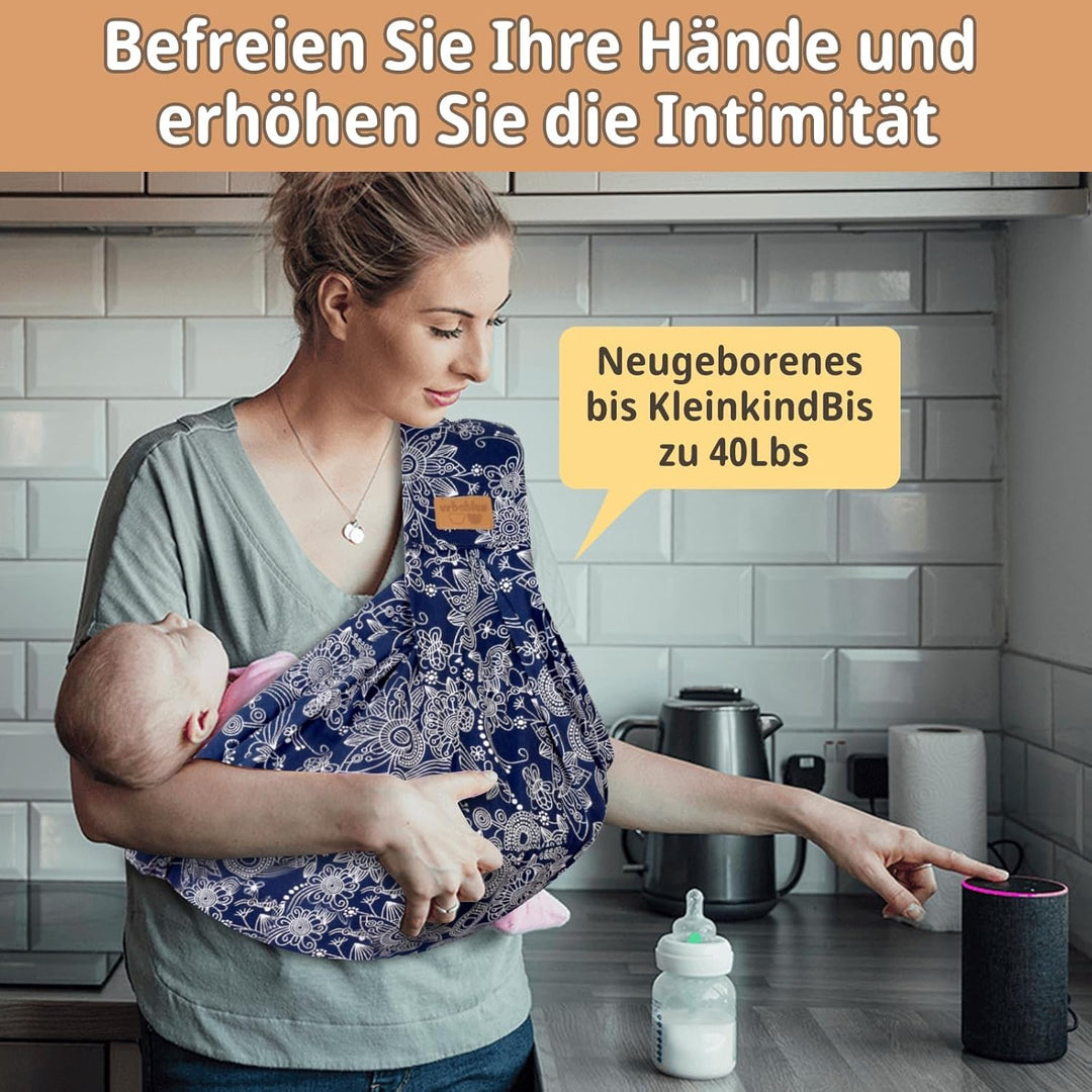 vrbabies Babytrage, Tragetuch Baby-Fronttrage von Neugeborenen bis Kleinkindern, New Upgrade verstel