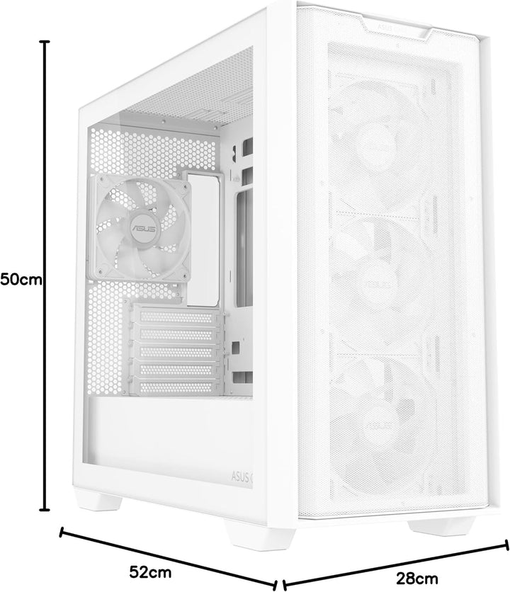 ASUS A21 Plus TG ARGB White microATX PC Gehäuse (vorinstallierte ARGB-Lüfter, Mesh Frontpanel, kompa