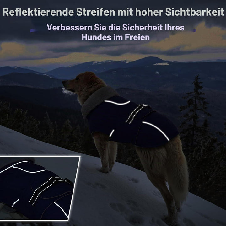 Lelepet Hundejacke Winter Warmer Hundemantel, Wasserdichter Wintermantel Fleece Hundeweste für Mitte