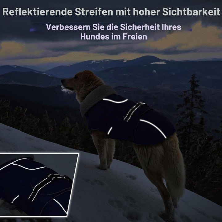Lelepet Hundejacke Winter Warmer Hundemantel, Wasserdichter Wintermantel Fleece Hundeweste für Mitte