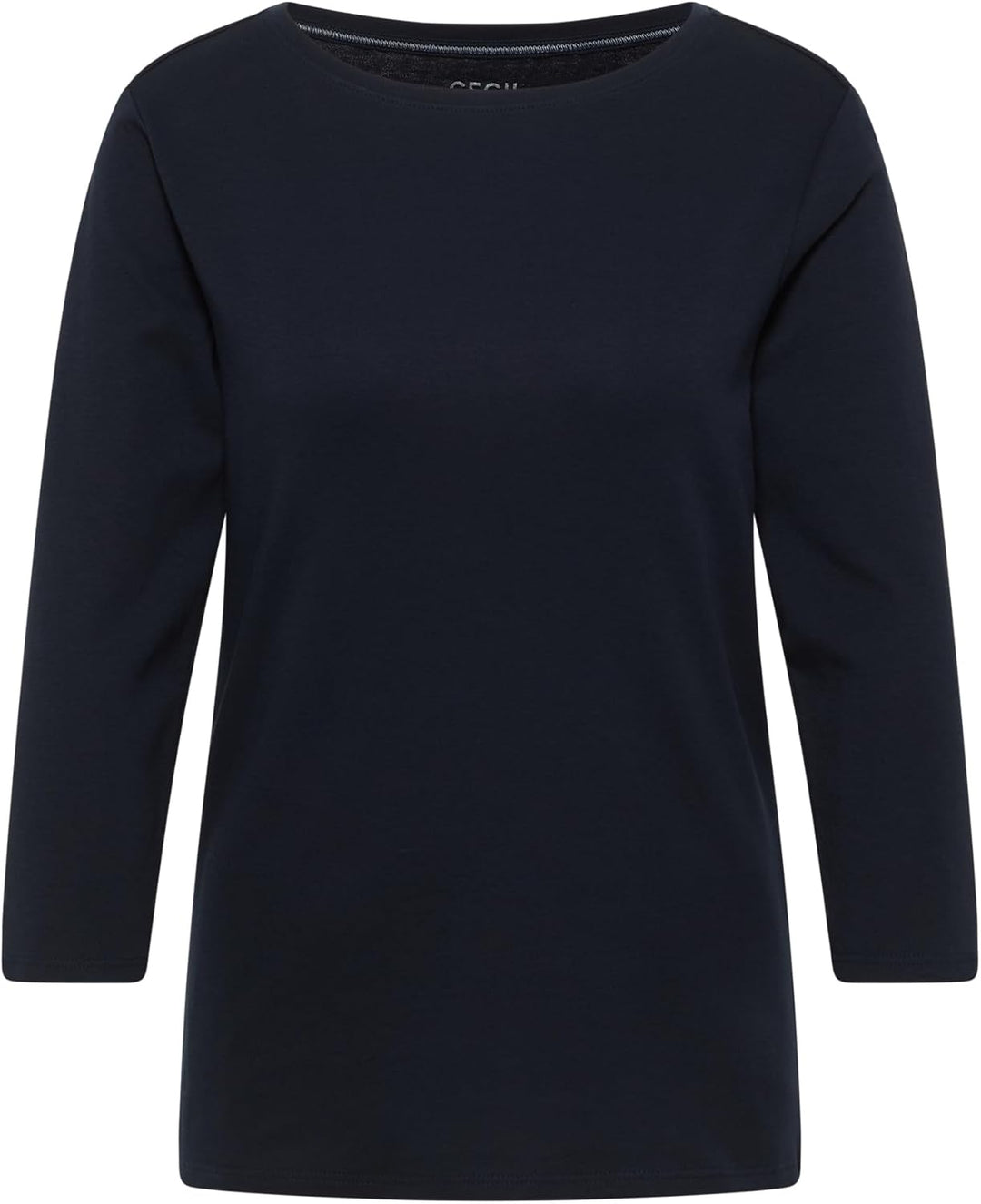 Cecil Damen Boatneck Basic Baumwollshirt U-Boot Ausschnitt L Universal Blue, L Universal Blue