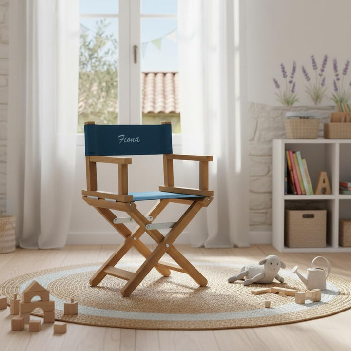 Geschenkegarten Regiestuhl für Babys und Kleinkinder (1-5 Jahre) mit holzfarbenem Gestell und indivi