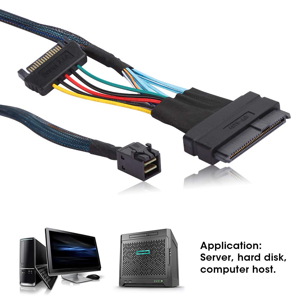 SAS-Kabel SFF8643 zu SFF8639 15P Power Line 12 GB/s SAS HD 4i-Stecker (SFF-8643) zu U.2-Stecker (SFF