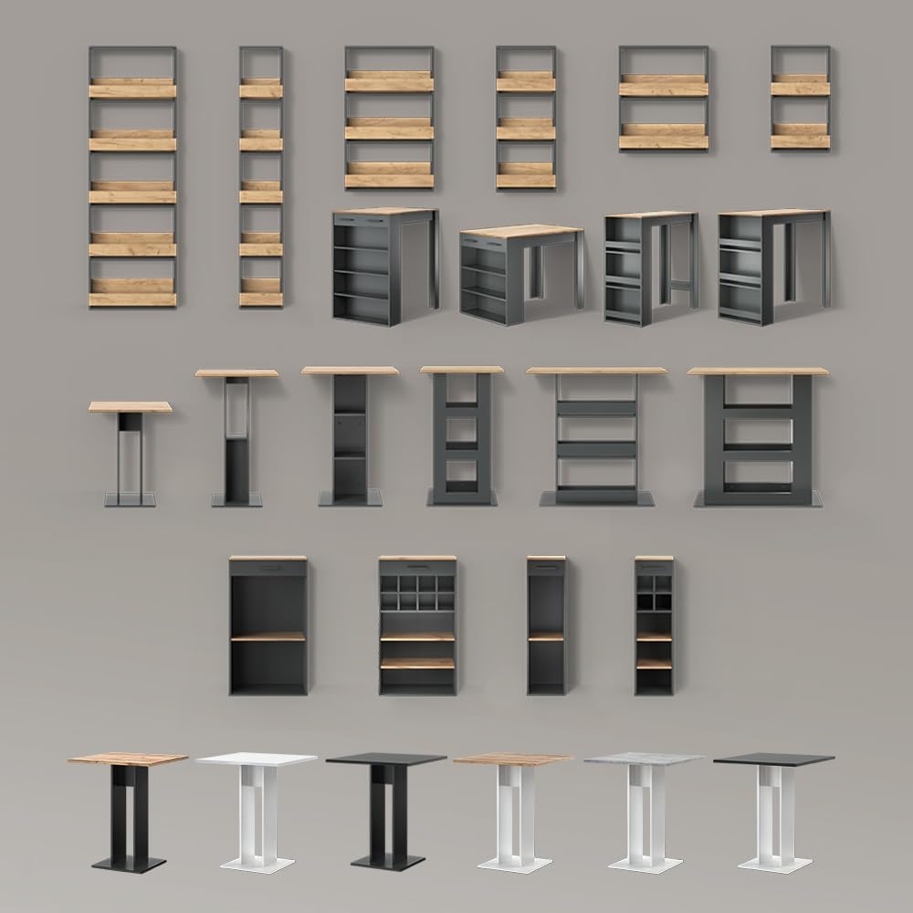Livinity Weinglasregal Regusa, Goldkraft Eiche/Anthrazit, 60 x 180 cm 60x180 cm, 60x180 cm