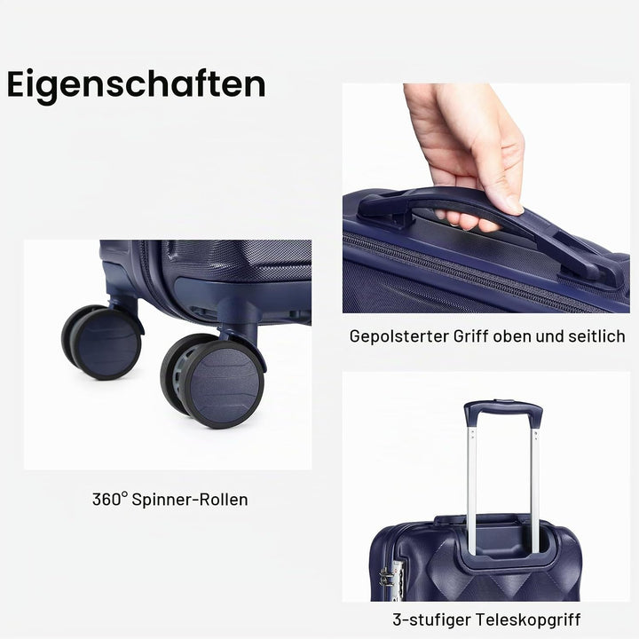 Sea choice Hardschalen Trolley Koffer Set 5tlg. Zwillingsrollen Reisekoffer Enthält 1 Reisetasche un
