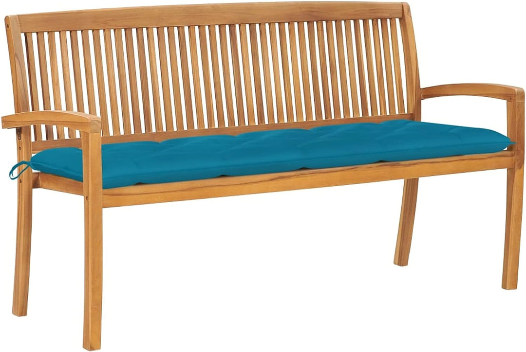 Tidyard Teak Massiv Gartenbank mit Auflage Stapelbar Sitzbank Gartenm?Bel Teakbank Holzbank Terrasse