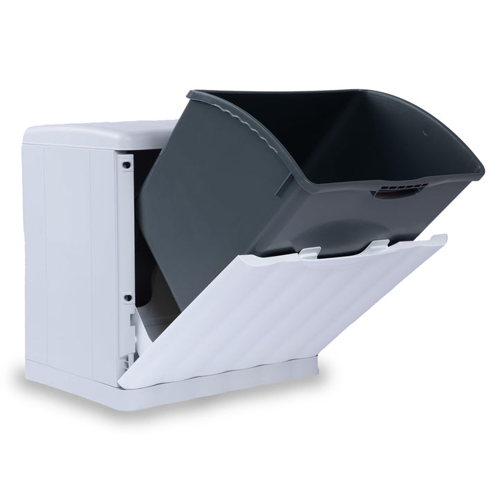 Hummelladen Mülleimer 20 Liter mit Kippfunktion Modulsystem Weiss - 40x40x30cm - seperater Eimer - M