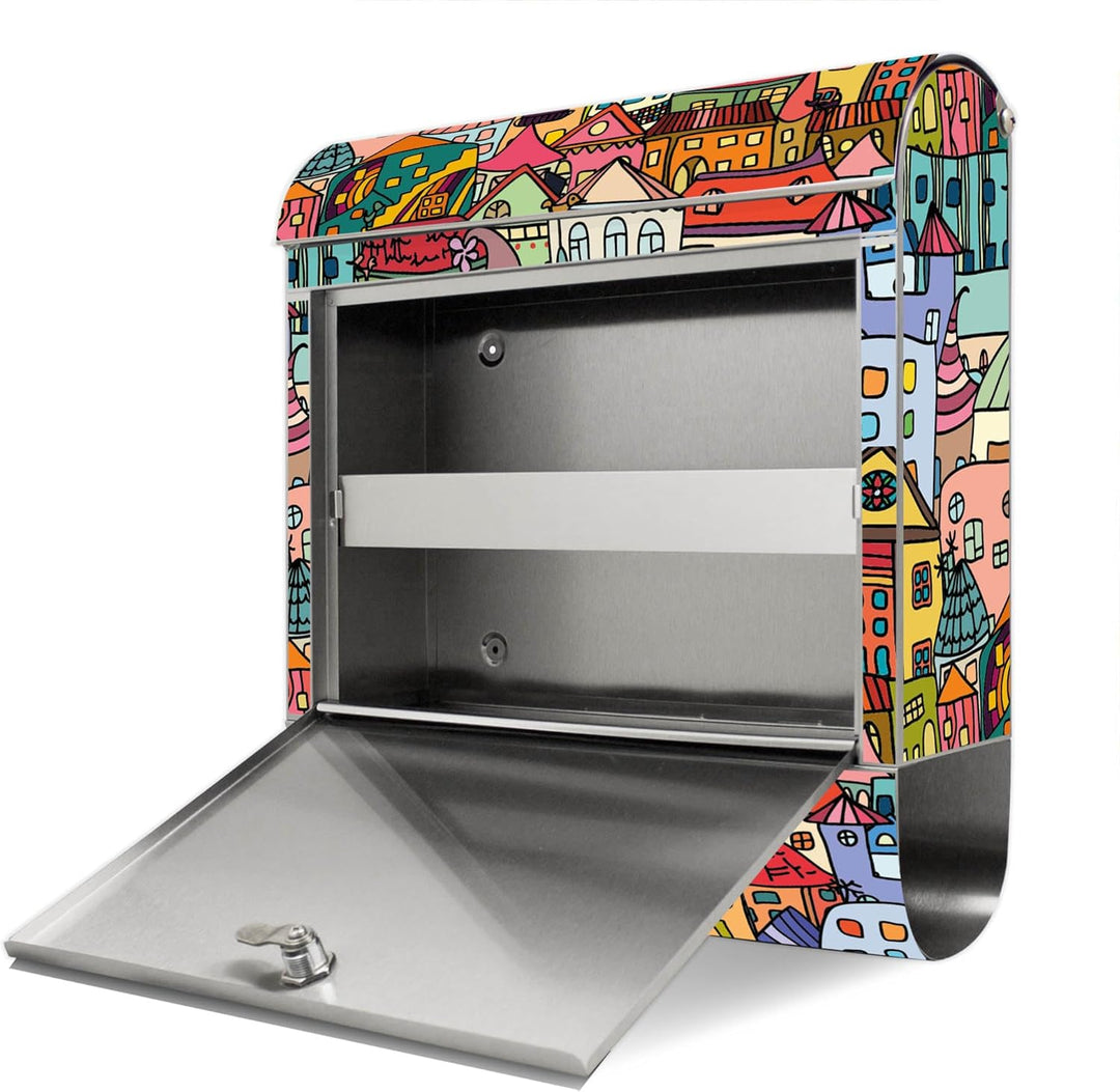 banjado Briefkasten Edelstahl 38x43x12cm & 2 Schlüssel - rostfreier Edelstahl Briefkasten mit Zeitun