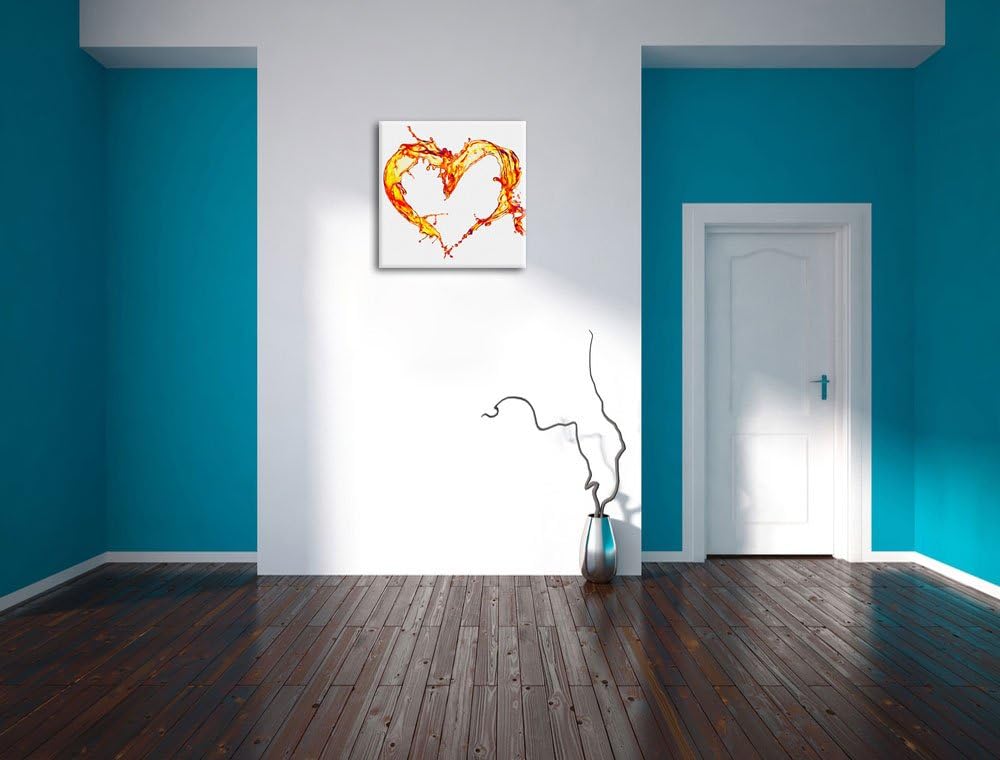 Pixxprint Oranges Herz aus Wasser als Leinwandbild Quadratisch/Grösse: 70x70 / Wandbild/Kunstdruck/f