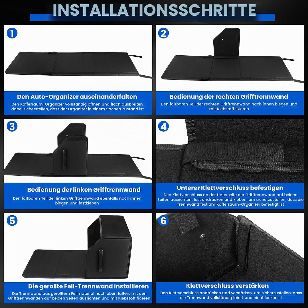 Auto Kofferraum Organizer, 38x31x30cm Auto Tasche Kofferraum mit Deckel, Zusammenklappbarer Kofferra