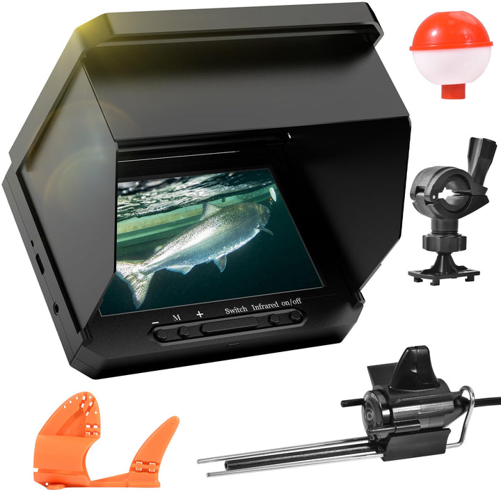 Tragbarer 5 Zoll IPS Fischfinder mit 17 IR LEDs und 20m Kabel - 1080P Angelkamera mit 220° Weitwinke
