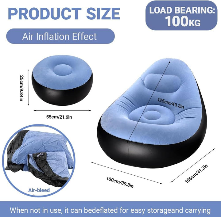 Aufblasbares Sofa mit Fusshocker, Aufblasbarer Sitzsack, Aufblasbares Stuhl Sofa, Luftsofa Aufblasba