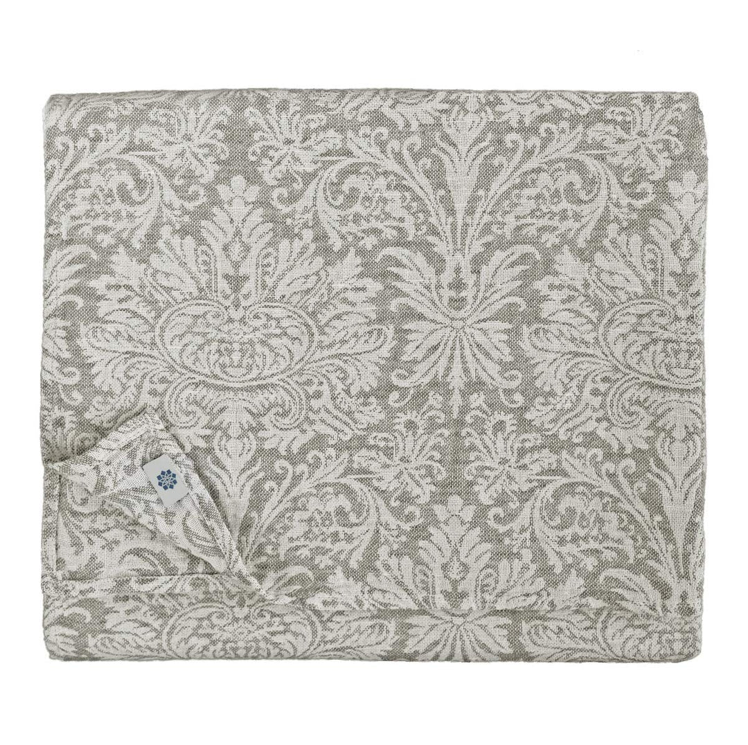 Linen &amp; Cotton Qualität Jacquard Damast Tischdecke Hercus - 53% Leinen, 47% Baumwolle, Weiss Weiss G