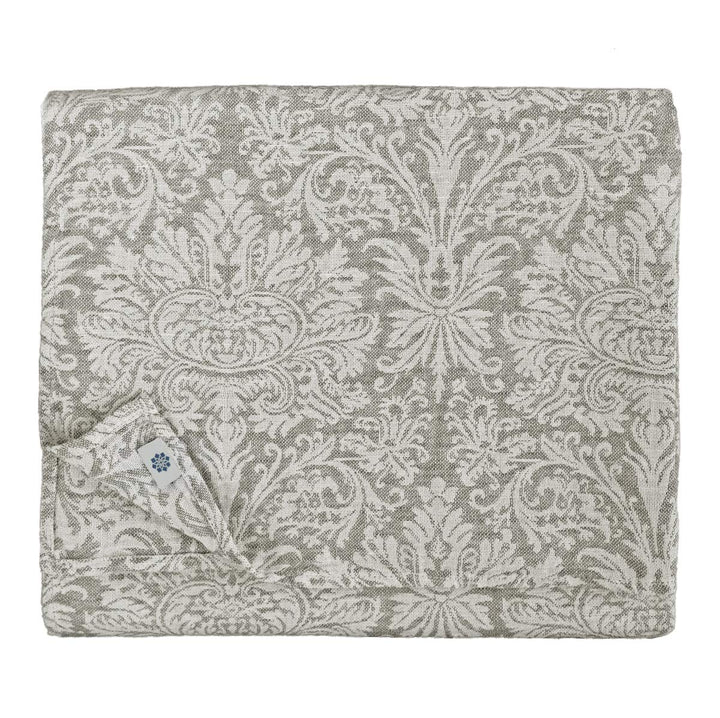 Linen &amp; Cotton Qualität Jacquard Damast Tischdecke Hercus - 53% Leinen, 47% Baumwolle, Weiss Weiss G
