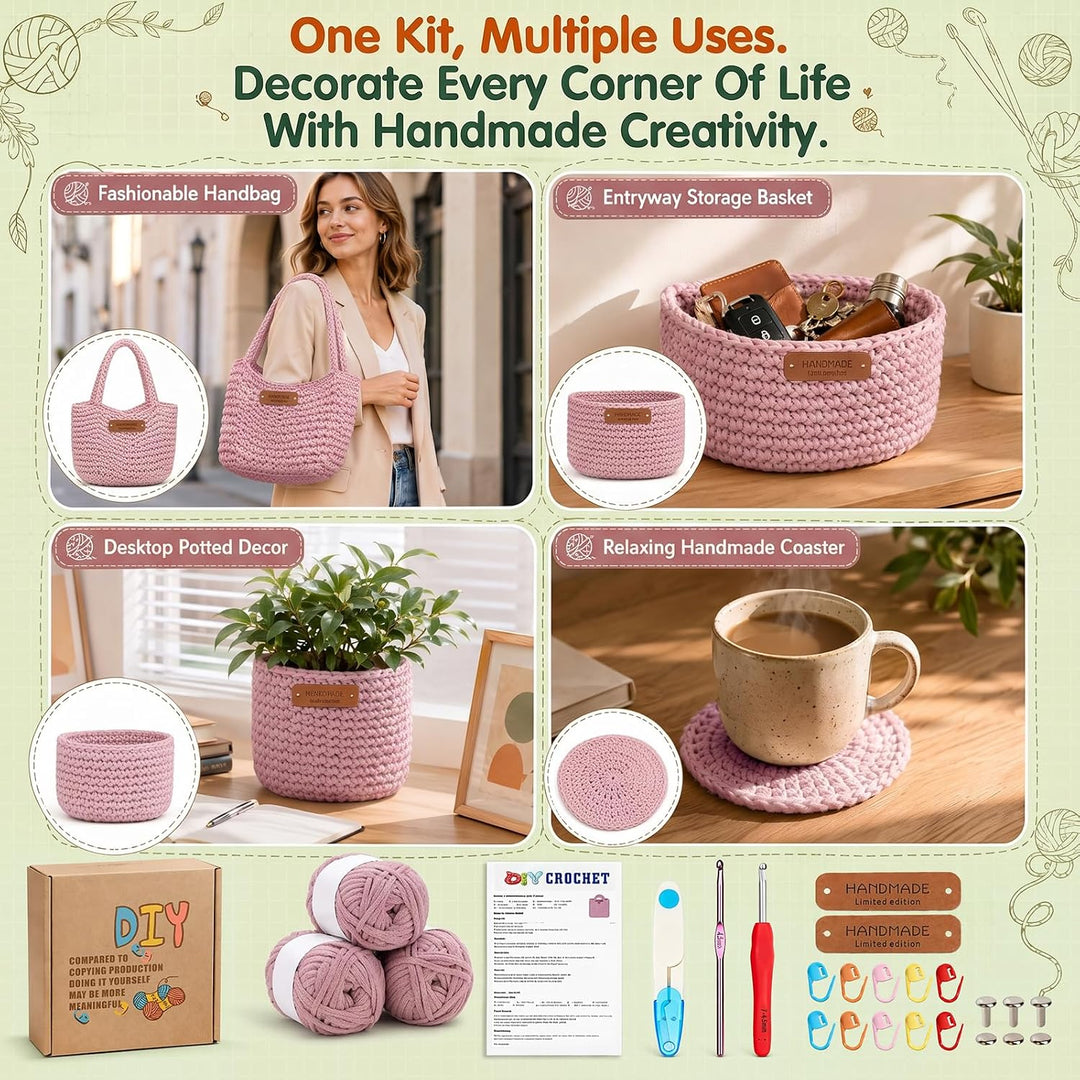 MIUUIPI Häkelset Für Anfänger - Strandtasche Damen, Häkel Set für Anfänger Erwachsene, Häkelnadel, D