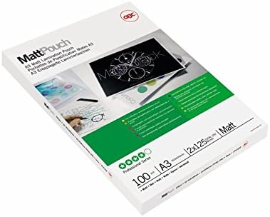 GBC Laminierfolien A3 Matt 75 mic, Beschriftbare Oberfläche, Robuste Laminiertaschen im 100er Pack,