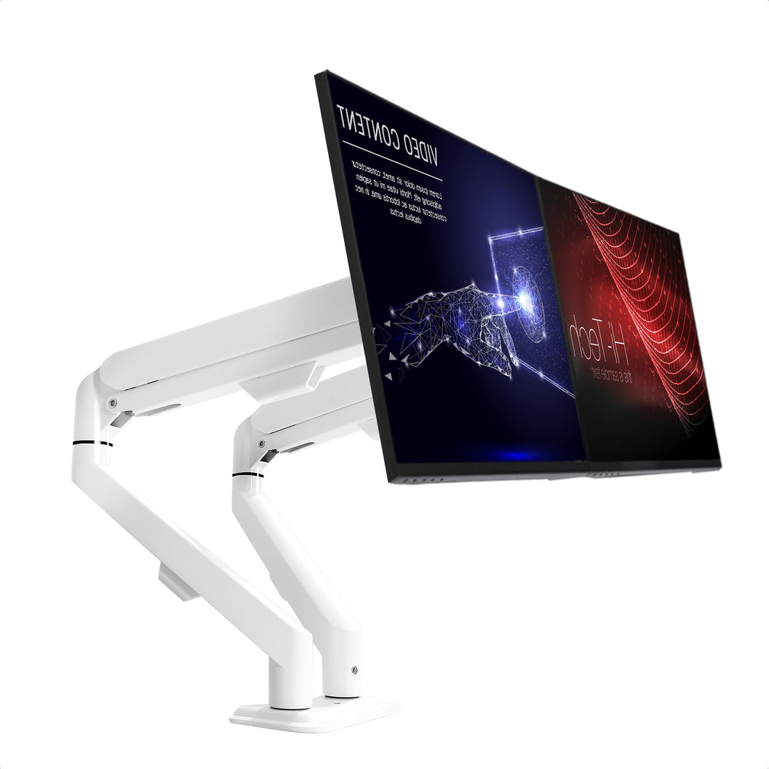 HILLPORT Weiss Monitor Arm Halterung 2 Monitore für 17 bis 30 Zoll Bildschirme, Bildschirmhalterung