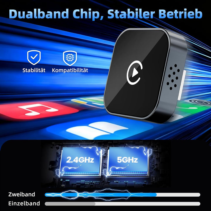 Carplay Wireless Adapter, 2-In-1 Mini Apple Wireless Carplay Adapter, USB-C/A 2026 Car Play Adapter