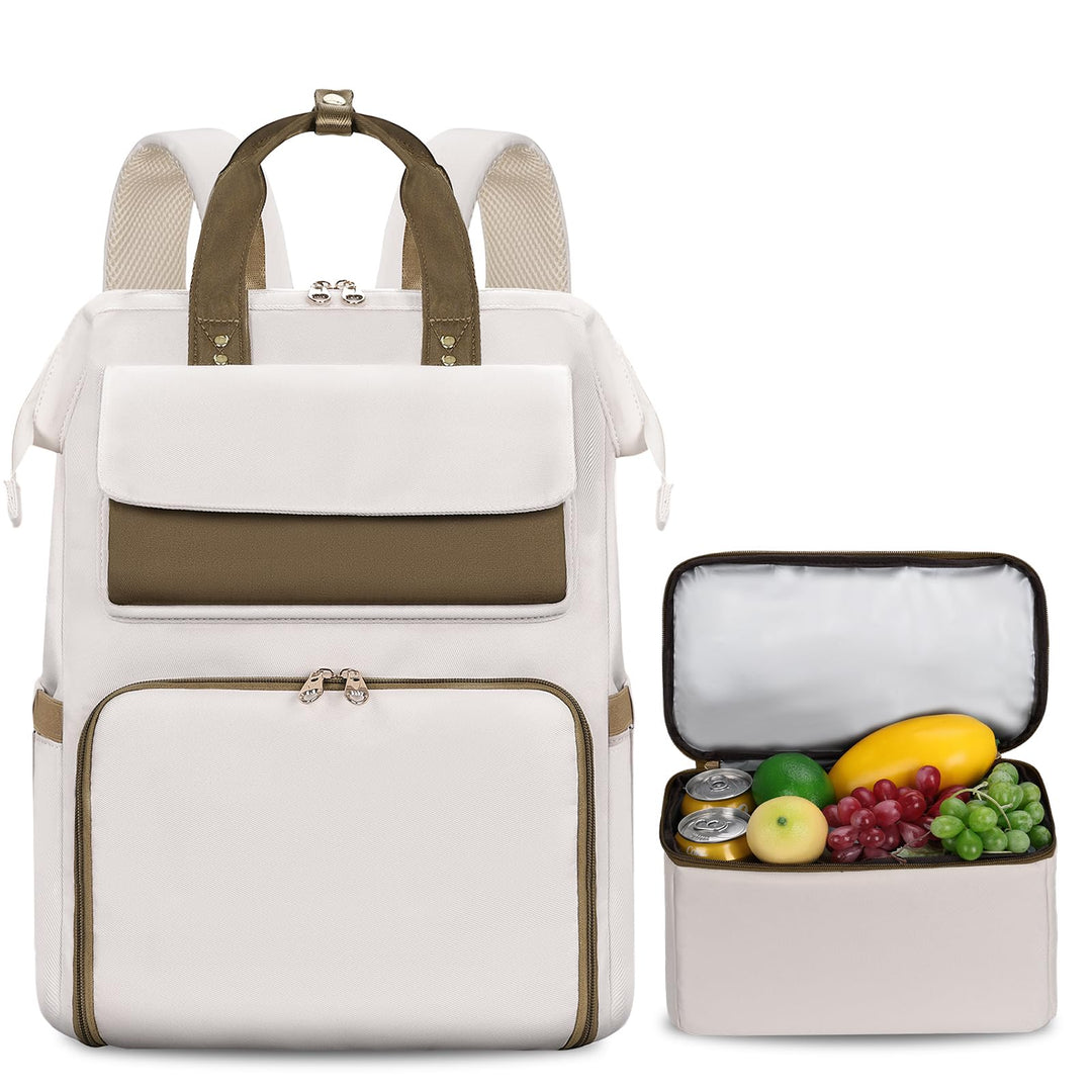 BERTASCHE Lunch Rucksack, Laptop Rucksack Damen 15,6 Zoll mit Isoliertes Kühltasche, 2-in-1-Arbeitsr